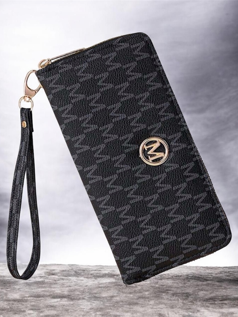 Black Zip-Around Wristlet Wallet